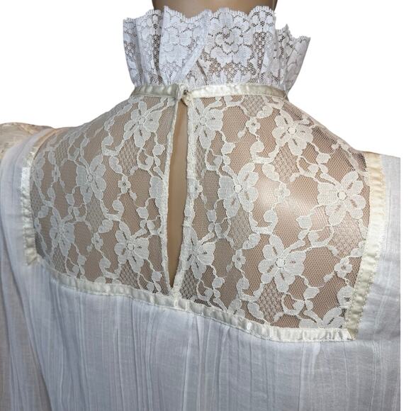Vtg 80s Cream Lace Bridal Prairie Dress SZ 13-14 Victorian Romantic Cottagecore - Picture 5 of 16